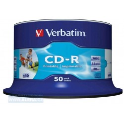 Disk CD-R 700MB/80min Verbatim 52x DataLifePlus Printable 50pack spindle
