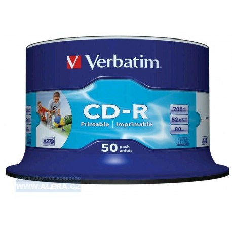 Disk CD-R 700MB/80min Verbatim 52x DataLifePlus Printable 50pack spindle