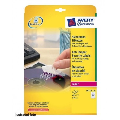 Zboží na objednávku - Etikety Avery Zweckform bezpečnostní A4 20listů