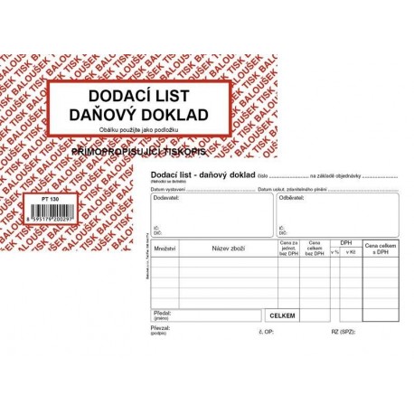 Tiskopis Dodací list - daňový doklad A6 BAL NCR PT130