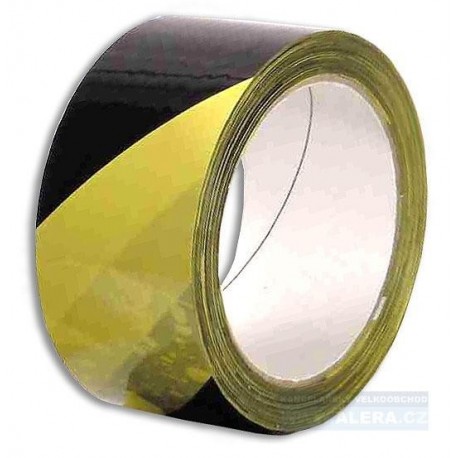 Páska lepicí technická 50mm x 66m žluto-černé pruhy