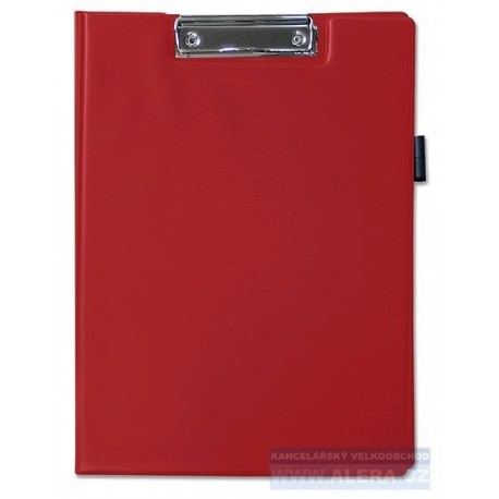 VÝPRODEJ - Deska psací podložka dvojitá A4 horní klip držák na tužky červená