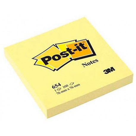Lepicí bloček 3M Post-It 654 76x76mm 100 lístků žlutá