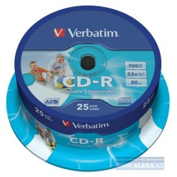 Disk CD 700MB/80min Verbatim DataLifePlus Printable 25pack spindle