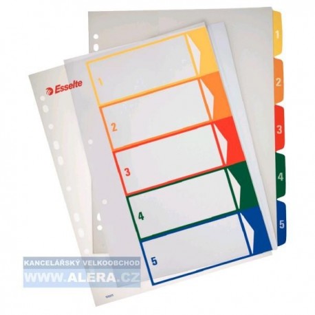 Rozřaďovač A4+ 1- 5 listů plastový barevný Esselte 100211