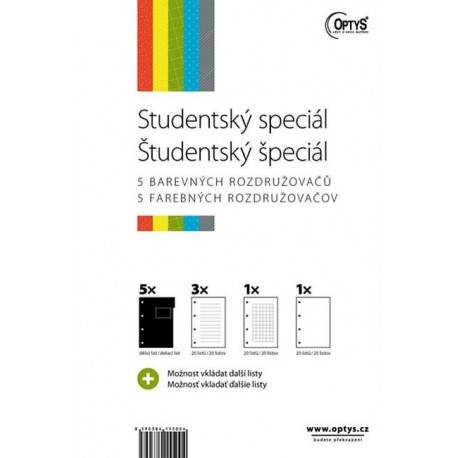 Zboží na objednávku - Blok A4 kroužkový 5x20 listů Studentský speciál, Optys 1550