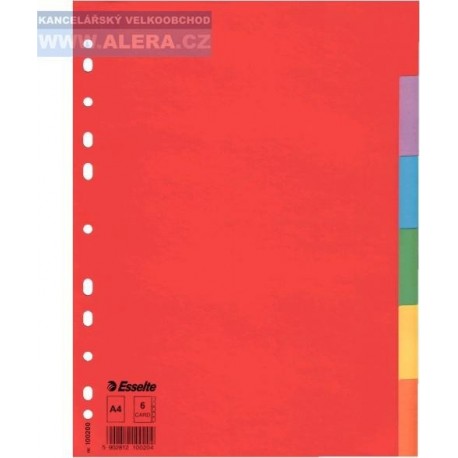 VÝPRODEJ - Rozřaďovač A4 6 listů barevný papír Esselte Economy 100200