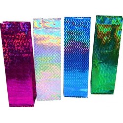 Dárková taška LASER - na láhev - 10x9x33 cm Mix barev