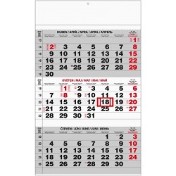 Kalendář 23N/BNC0 Tříměsíční černý 292x420